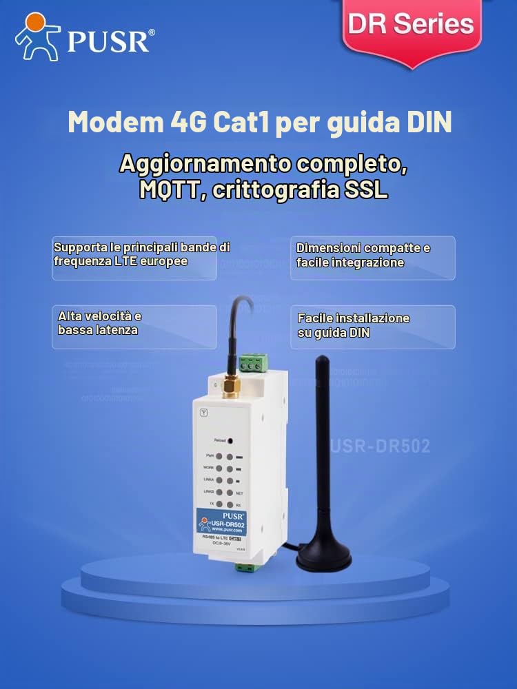 Europe HTTP MQTT GSM SMS 4G LTE Cat 1 modem con slot per scheda sim sostenere IoT Platform USR-DR502-E