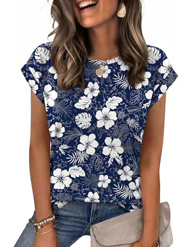 Image of Zeagoo Womens Tops Summer Casual Cap Sleeve Tshirts Shirts Business Dressy Spring Fashion Outfits Trendy Clothes