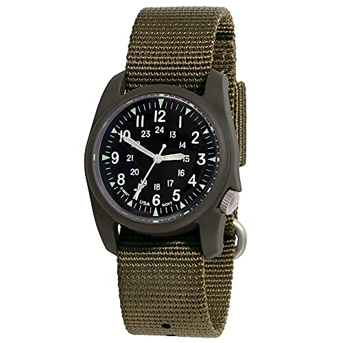 Montre rétro cadran noir Bertucci bracelet nylon montre homme classique