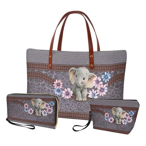 Image of Top Handle Purse for Women, Large Tote Handbag With PU Wallet Set, Gift for Mom