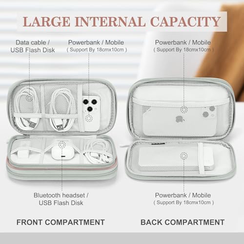 Image of FYY Electronic Organizer, Travel Cable Organizer Bag Pouch Electronic Accessories Carry Case Portable Waterproof Double Layers All-in-One Storage Bag for Cable, Cord, Charger, Phone, Pattern Pink (M)