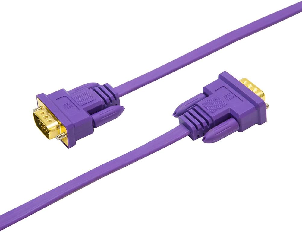 Tор Brаndѕ DTECH 65ft Extra Long Thin VGA Cable Male to Male 15 Pin Connector Flat Video SVGA Cord for Computer to Monitor Projector (20 Meter, Purple)
