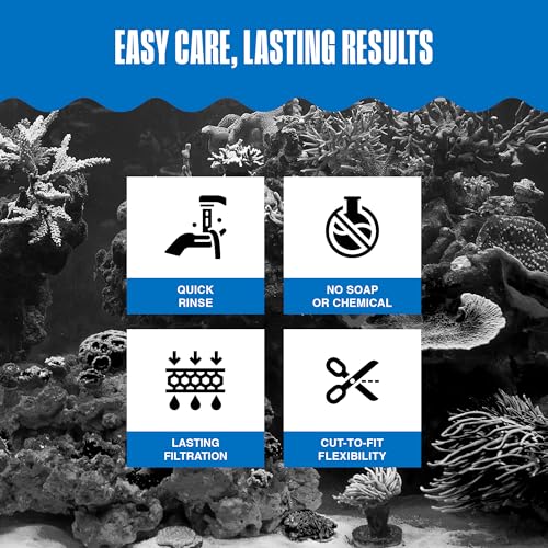 Image of Penn-Plax Cascade Poly Fiber Plus Aquarium Filter Media Pad - Flexible Cut-To-Fit for Freshwater, Saltwater Tanks & Ponds - Works with All Filter Types - Captures Fine & Coarse Debris - 10 x 18 Inches