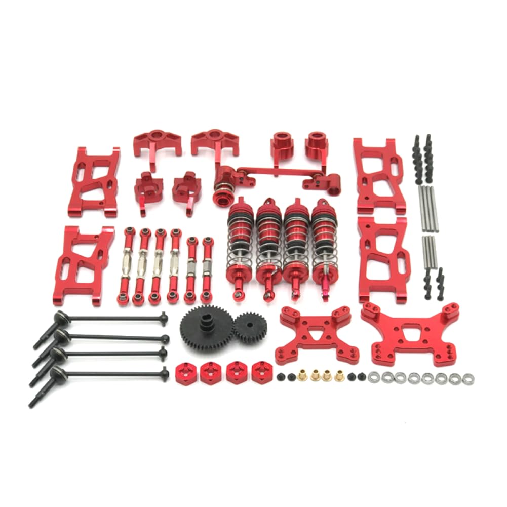 Metal 44T 27T Gear Drive Shaft Set di 14 per 1/10 RC Crawler Sostituzione Drivetrain Parti Compatibile con 144010 144001 14 4002 124017 12 4019(Red)