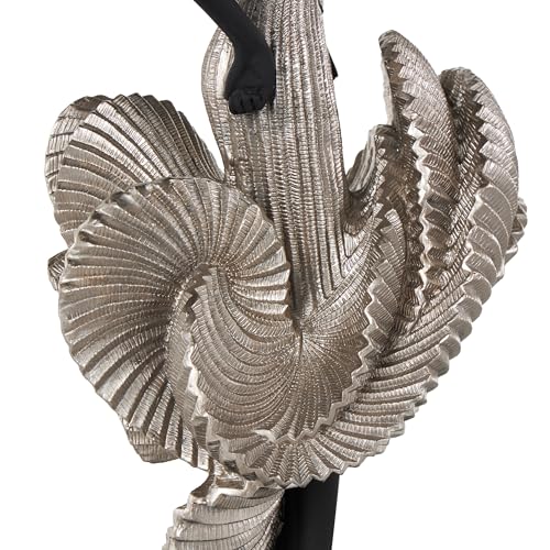 Escultura decorativa bailarina de resina negra con vestido plateado 6x6x14 miniatura 4