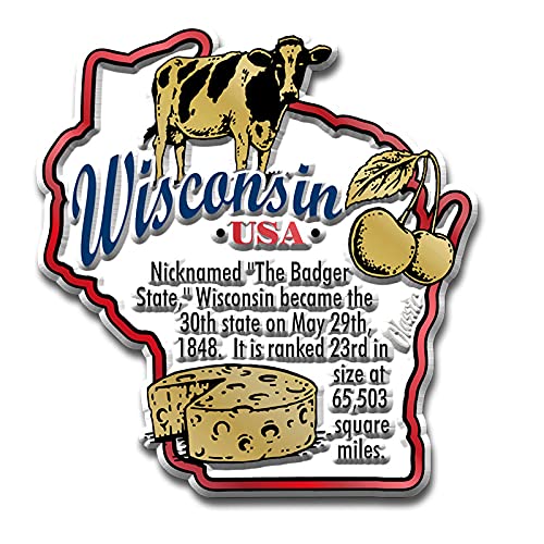 Imán decorativo Wisconsin estilo vintage 3D goma 2.5x2.7"