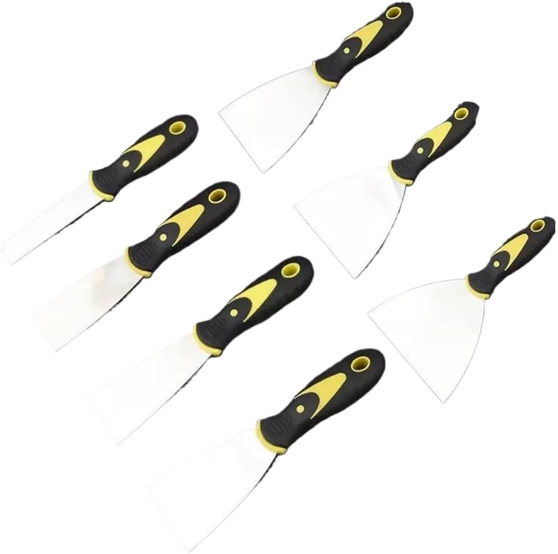 Putty Scrapers Knife,PP Handle Putty Knife 7 pieces Set Stainless Filling Knives Drywall Joint Knife Putty Knife Filler Knife for Walls Wallpaper Scraper
