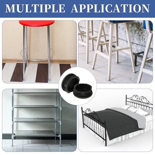 Image of 4 Pcs Round Plastic Plug 2 inch Rubber Caps Rubber Furniture Leg Caps Black Pipe Tubing End Cap Pipe Tubing End Cap Black Furniture Leg Covers for Patio Indoor Rubber End Caps Prevent Floor Scratch(50mm)