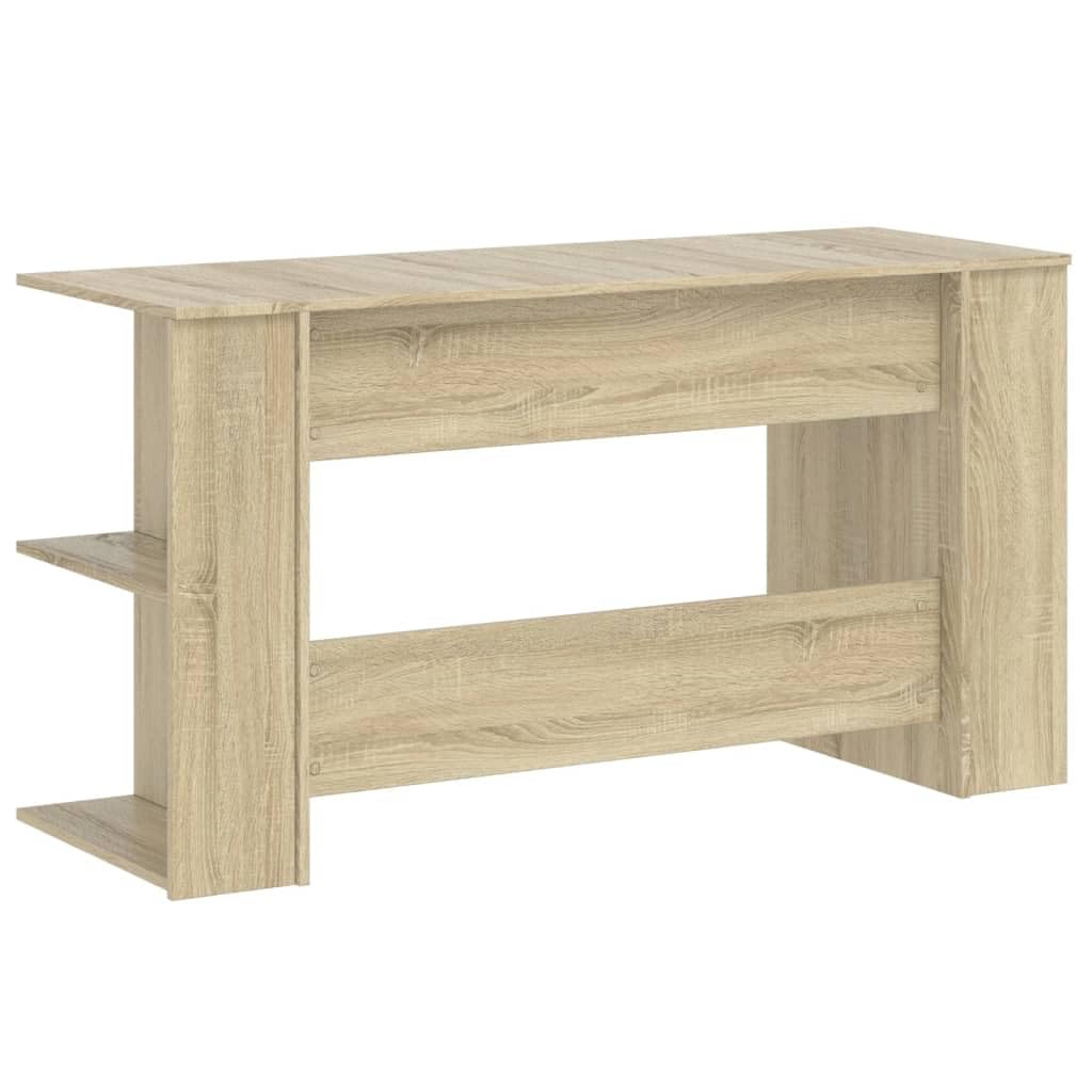 Scrivania Porta PC Rovere Sonoma 140x50x75 cm in Truciolato | Ideale per ufficio e studio, questo scrittoio offre un ampio piano di lavoro e vani per organizzare documenti.