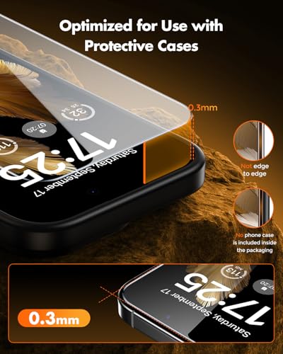 Image of UNBREAKcable for iPhone 16 Pro Max Screen Protector [Quick-Installation Box] 3-Pack 9H+ Hardness Shatterproof Tempered Glass [99.99% HD Clear] [Case Friendly] [Bubble Free] for iPhone 16 Pro Max 6.9 inch