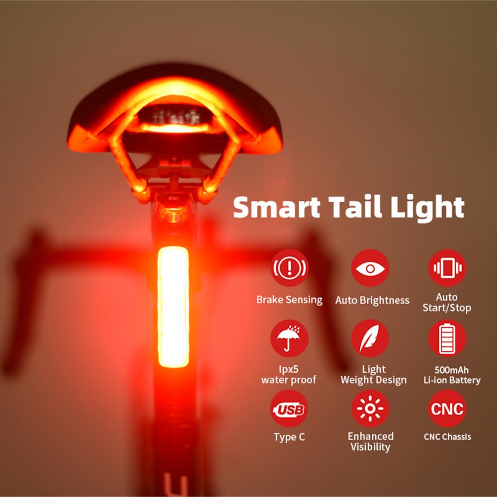 Światło tylne Rower Automatyczny hamulec Tylne światło Night Cycling Smart Sensing MTB Road Bike Seatrest Lamp