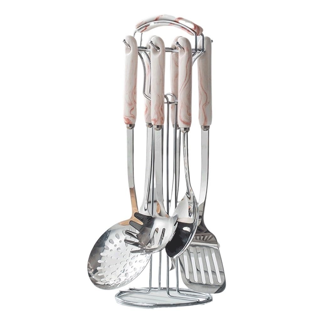MYUYEE Ceramic Handles Cooking Tool Set Steel Kitchen Utensils Set Of Cookers Shovels Spoons Strainer (3 Pack)