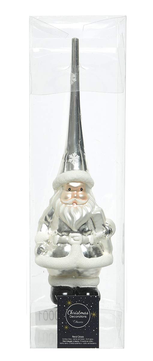 Decoris Glas Spitze Weiß - Weihnachtsbaumspitze 6cm