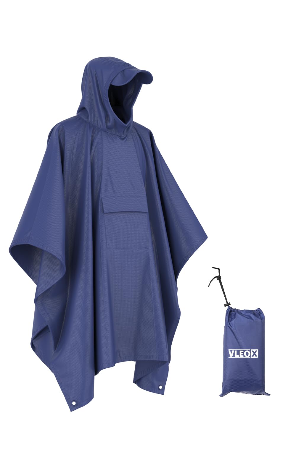 vleoX Wasserdichter Regenponcho, Leicht Atmungsaktiv Regencape, Unisex Regencape mit Kapuze, 3-in-1-Multifunktional Regenmantel Regenschutz Regen Poncho für Wandern, Camping, Angeln, Fahrrad
