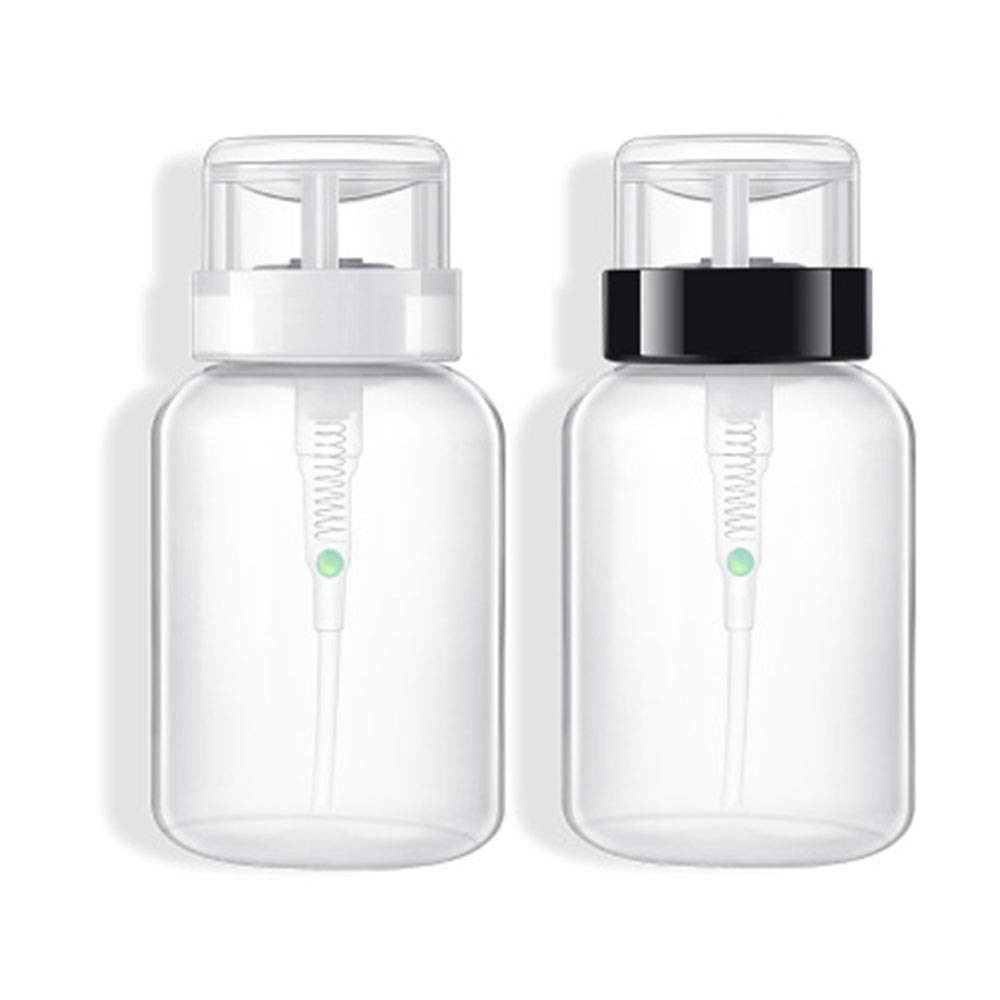 2 Pieces 8 Oz Push Down Empty Bottle Lockable Pump Dispenser Bottle Clear Cosmetic Bottle Container Refillable for Nail Polish Makeup Remover-image-15
