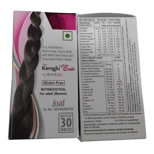 Image of SARUMAM Keraglo Eva Tablet For Women, 30Tablets (Pack Of 2-60Tablets), 90 Grams