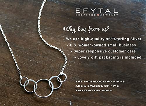 EFYTAL 50th Birthday Gifts for Her, Classy Sterling Silver 5 Circle Necklace, 1975 Birthday Gifts for Women, 50 and Fabulous2