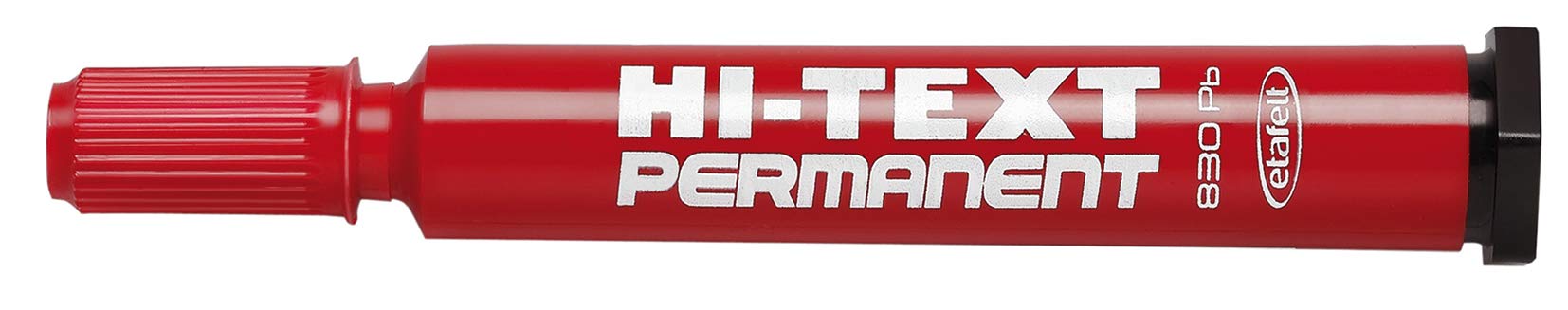 Hi-Tex 830 Permanent - Lote de 12 rotuladores de punta redonda gruesa, tinta permanente, color rojo
