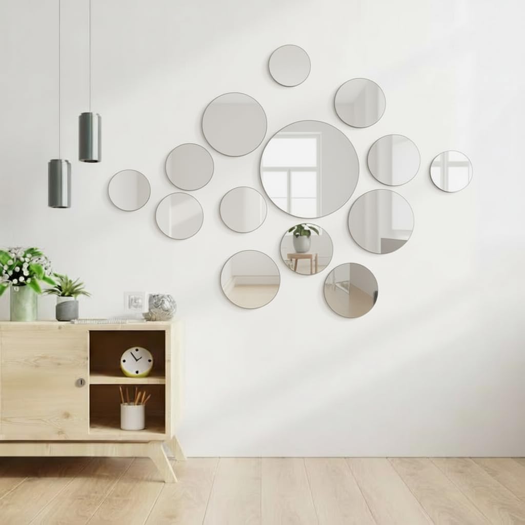 Set of 10 Round Mirrors for Centerpieces, 12 Inch Silvery Acrylic Mirrors Candle Plate Circle Mirror Trays for Wedding Party Home Mirror Centerpieces for Table