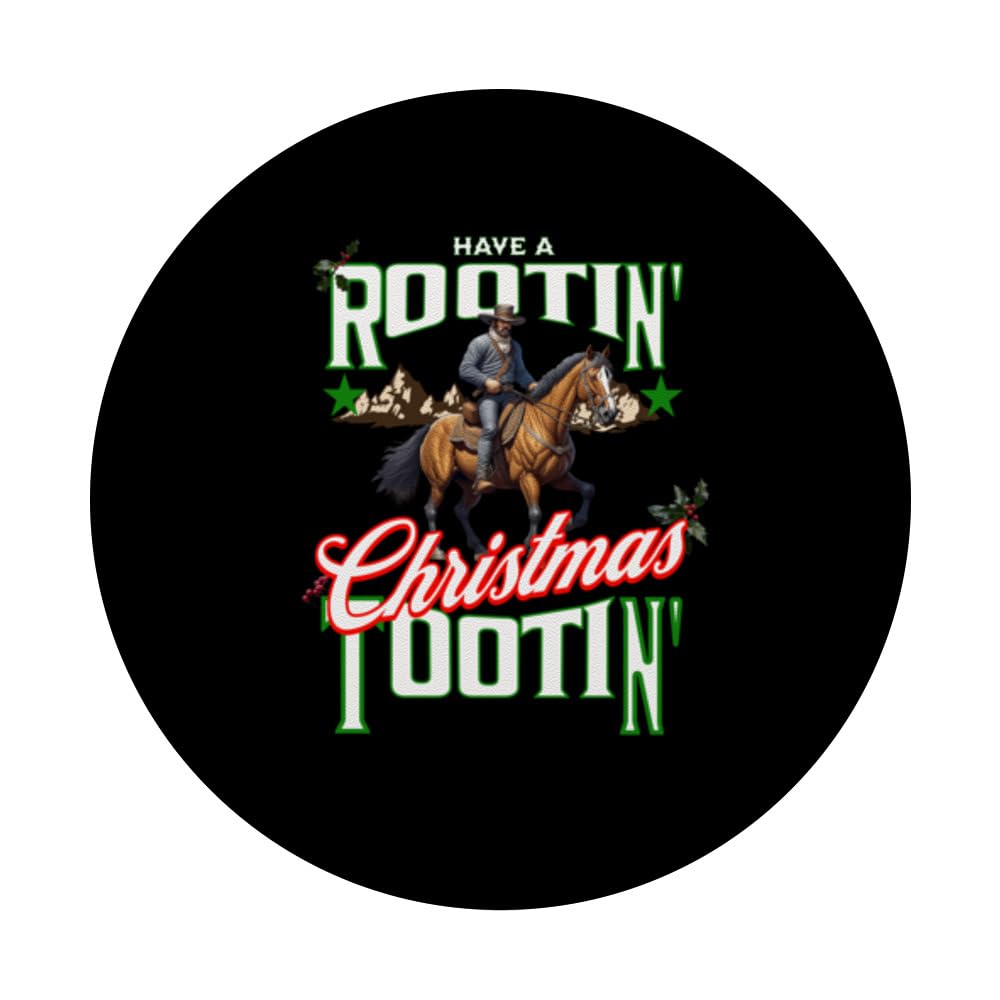 Western Have a Rootin Tootin Christmas Horse PopSockets Swappable PopGrip, Black - Image 3