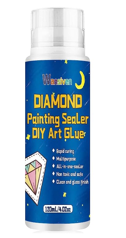 Sigillante Per Diamond Painting – 120 Ml, Trasparente, Asciugatura Rapida Con Testina In Spugna, Fissa Le Pietre E Rende Brillante Il Quadro
