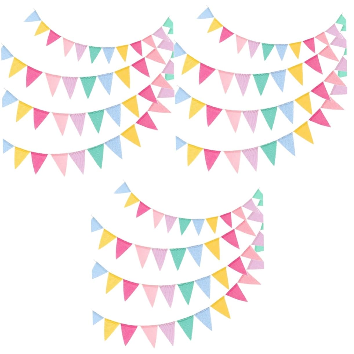 OUNONA 3 Sätze Wimpel Ziehen Blume Feier Dekorationen Festival Ammer Banner Bunt Königlich Hochzeitsbanner Hochzeitsdeko Jäten Dreieck Girlande Ammer Hanfimitat Colorful 4 Stück * 3