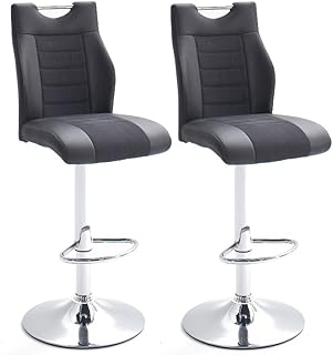 Robas Lund Tito II Taburete de Bar, 100% PU, Negro, 52 x 40 x 98 cm, 2 Unidades