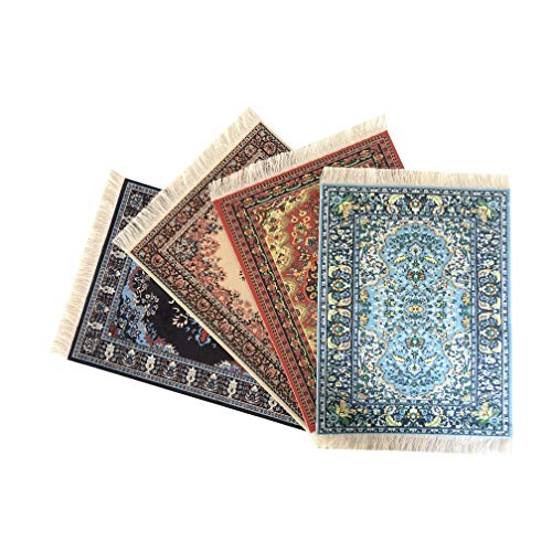 Inusitus Set of 4 Miniature Dollhouse Carpets - Dolls House Toy Rugs - 1/12 Scale Furniture Accessories