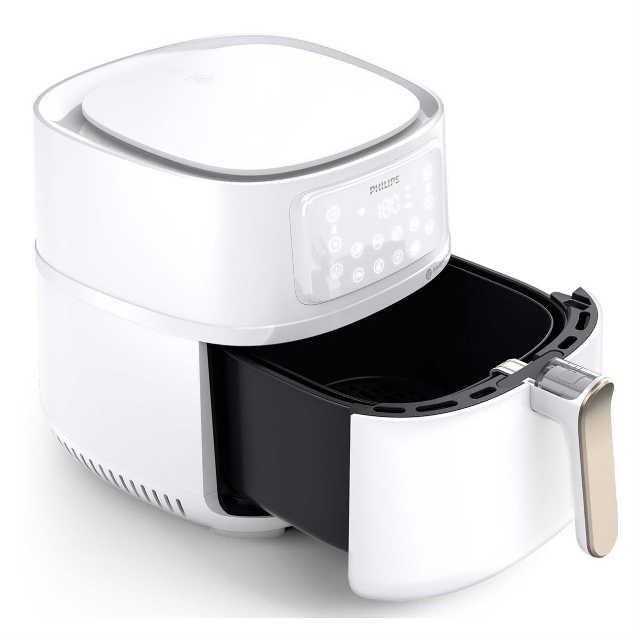 Philips Airfryer Serie 5000 XXL, 7,2L (1,4Kg) - 6 porzioni, Friggitrice ad Aria 16-in-1, connessione Wifi, 90% di grassi in meno con Tecnologia Rapid Air, app HomeID. Bianco(HD9285/00)