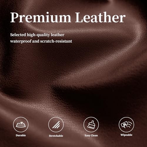Image of PU Leather Bar Stool Covers with Backs Waterproof Bar Stool Chair Covers | Washable, Wipeable, Thick, Counter Chair Cover, Height Chair Slipcovers, Chair Protector For Pub /Cafe /Dining, Coffee