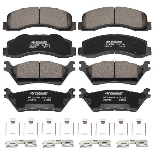 Ceramic Front and Rear Brake Pads Compatible with 2012-2014 Ford F-150 (with 6 Lugs or 7 Lugs Rotors) Compatible with 2015-2020 Ford F-150 (Models with Manual Parking Brake) D1414+D1602