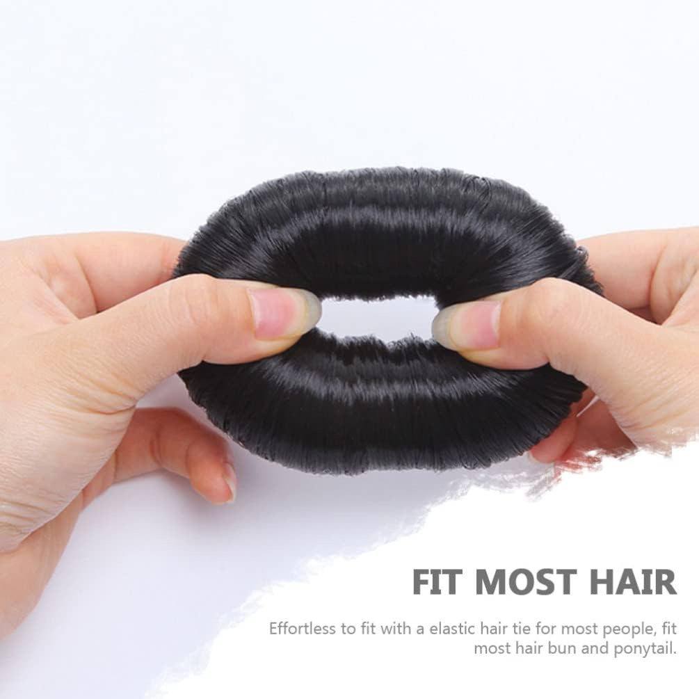Miss Lirenn® 02 PCS Donut Bun Cushions, Wig Winder Hair Bun Maker Set, Hair Styling Hairstyle Aid Set, Doughnuts Bun Bun Suitable for Women and Girls, 7 cm Diameter (Black Color) (Black) - Image 7 thumbnail