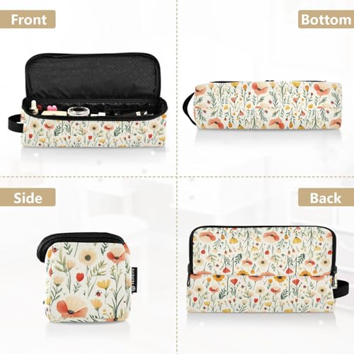 Bolsa organizadora resistente al calor para herramientas de cabello Meadow Flowers Marble, ideal para planchas, rizadores y accesorios de cuidado capilar, portátil para viaje miniatura 5