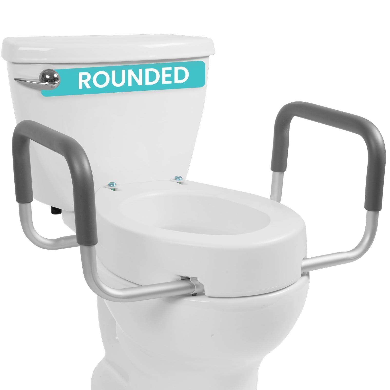 Vive Raised Toilet Seat Riser for Seniors (with Handles) - Handicap Rail