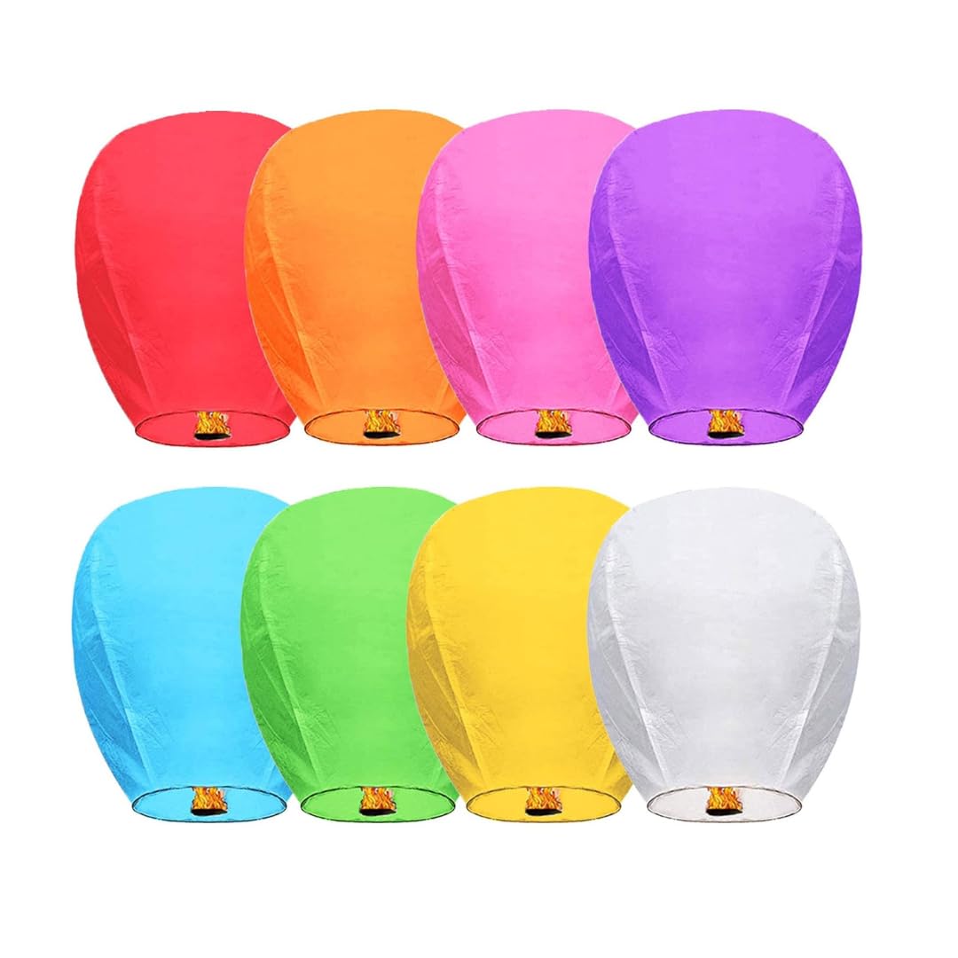 Sky Lanterns Paper Flying Sky Lantern Hot Air Balloon with Wax Candle Beautiful Lanterns for Weddings, Birthdays, Parties, Memorials, Diwali, New Year, Multicolor - Pack of 5 (B0CP2W5ZS5) Amazon Price History, Amazon Price Tracker