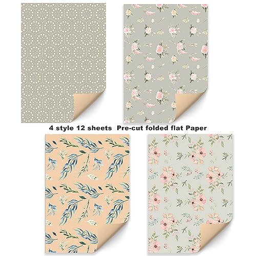 Plandrichw Wrapping Paper Of Stylishly Designed Folded Kraft Wrapping Paper 12 Sheets Recycled Gift Wrapping Paper For Birthday thumb #5