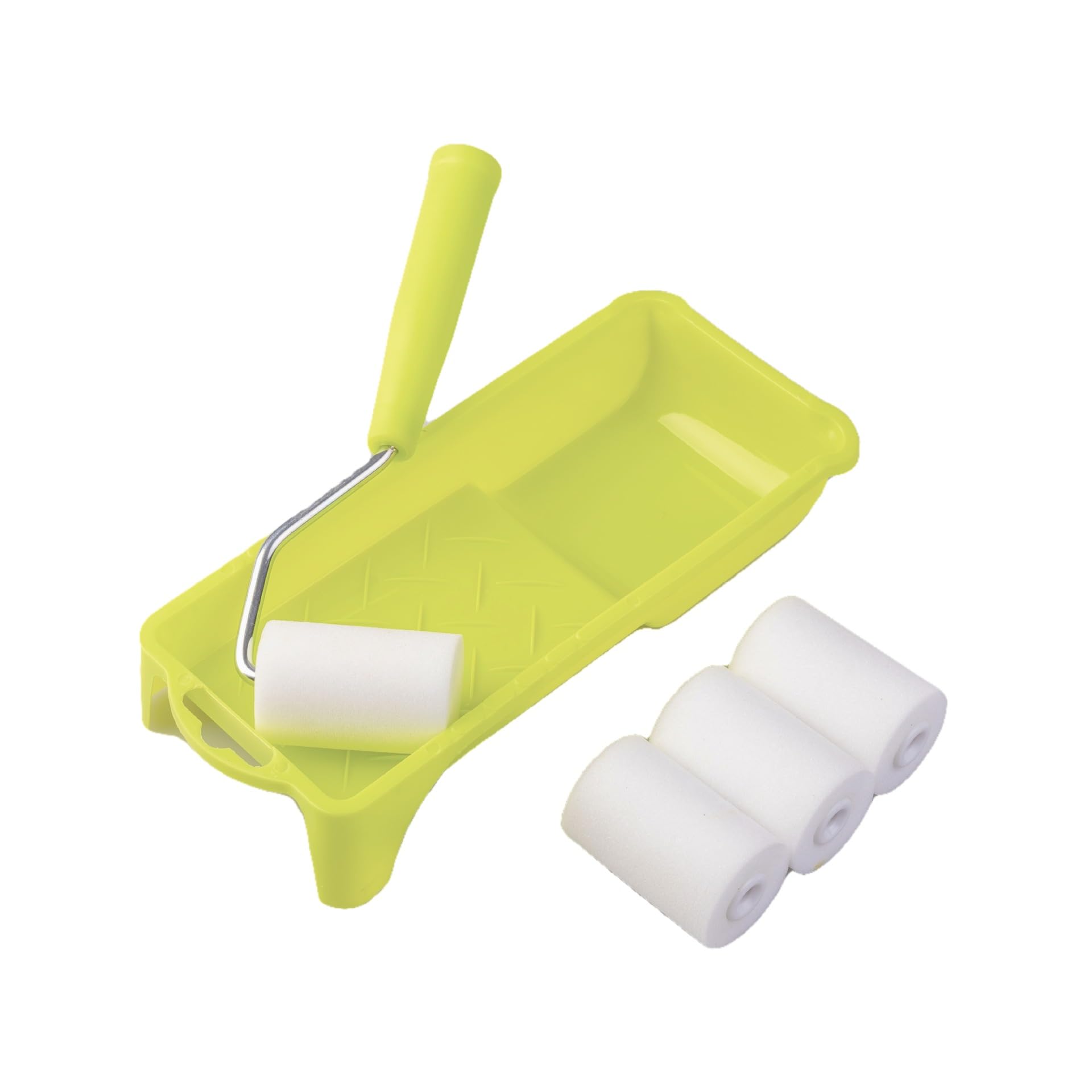 42 rodillos de pintura de 2 pulgadas con bandeja de pintura de 23 x 10,5 cm, mini rodillos verdes para pintar, mini rodillo de pintura de espuma, juego de rodillos de pintura de espuma