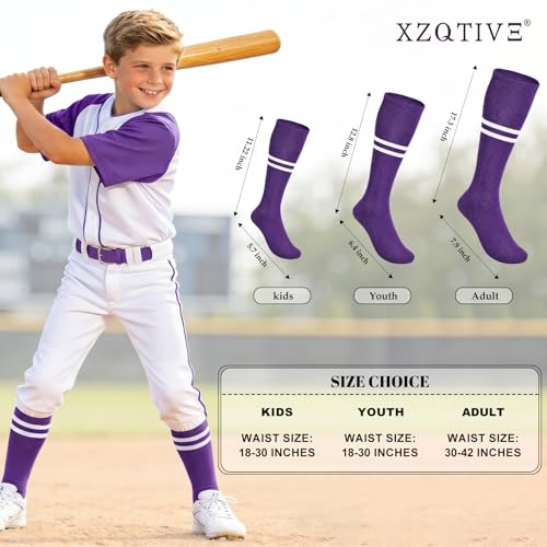 Image of XZQTIVE Baseball Softball Socks and Belt Combo Set Adjustable Softball Socks and Elastic Belt for Kids Youth Adult