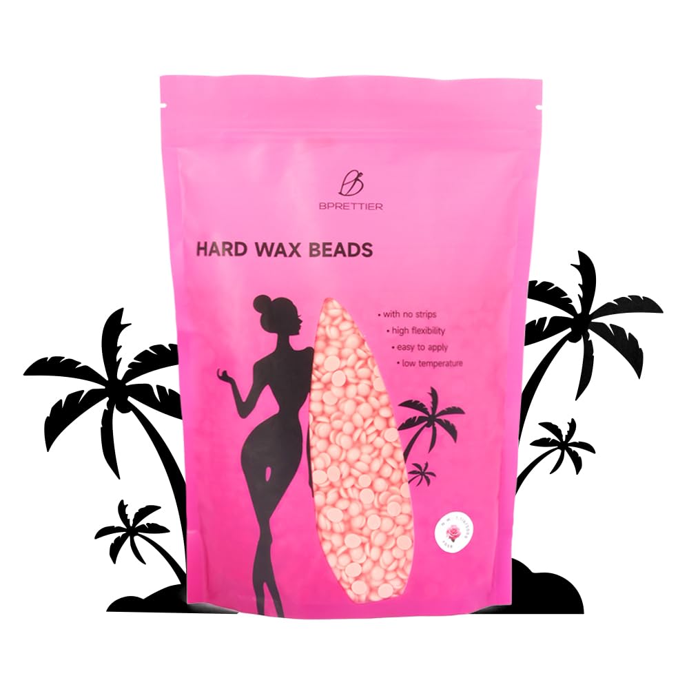 BPrettier Hard Wax Beads 17.6oz - Fast Melting Sensitive Skin Wax for Full Body, Face & Brazilian, Salon & Home Use Coarse & Fine Hair Removal (Rose)