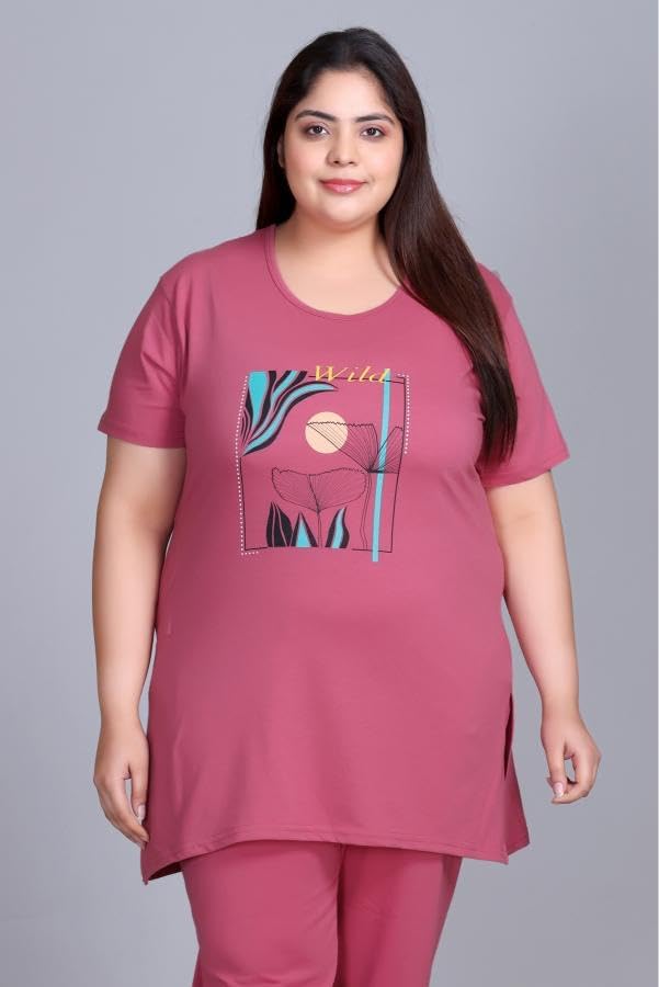 Image of In Love Women's Plus Size Longline T-Shirt with Side Pocket, 3 /4 Sleeve, Crew Neck