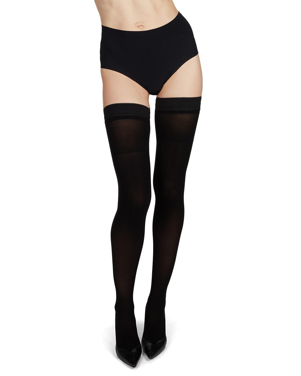 Microfiber Opaque Thigh High Stockings