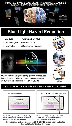 OCCI CHIARI Blue Light Reading Glasses 2.25 Women's Reader Frameless Lightweight Spring Hinge 1.0 1.25 1.5 1.75 2.0 2.25 2.5 2.75 3.0 3.5 4.0 5.0 6.0 Diptor