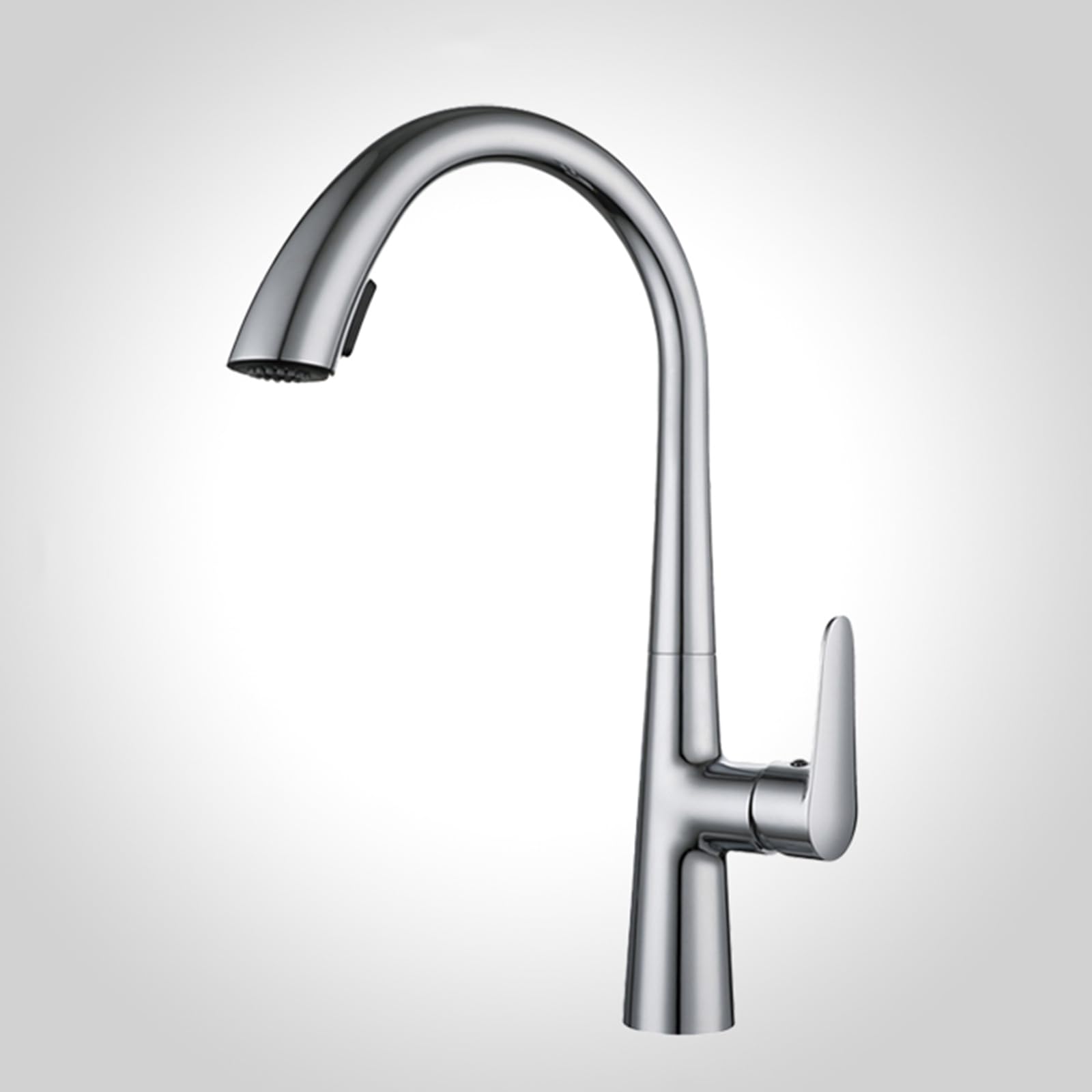 Wiquybml Pull Out Kitchen Sink Tap Mixer With Gooseneck Spout 360 Degree Rotatable Chrome Faucet Modern Spray Function