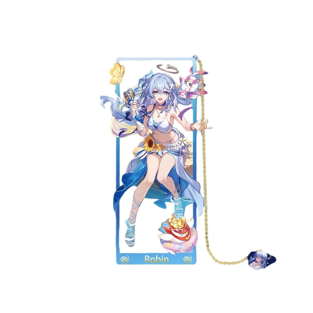 1PC Honkai: Star Rail Figure Metal Bookmark Game 9cm Bookmark with Chain Stationery Gift (Robin)