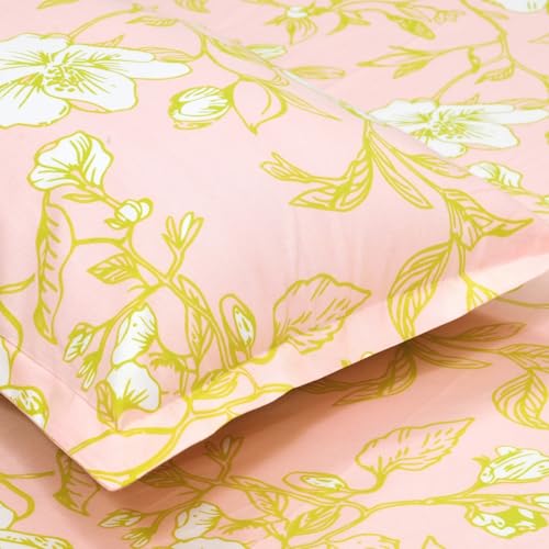 Image of haus & kinder Double Bedsheet for Queen Size Bed | 90 x 100 Inches 186 TC Cotton Bedsheet for Double Bed with 2 Pillow Covers - Soft Haze Lime