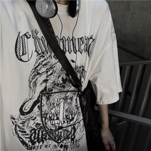 Men Women Y2K Goth Shirt Emo Alt Cross Graphic Tee Grunge Dark Academia T-Shirt Oversized Baggy Tops Clothes3