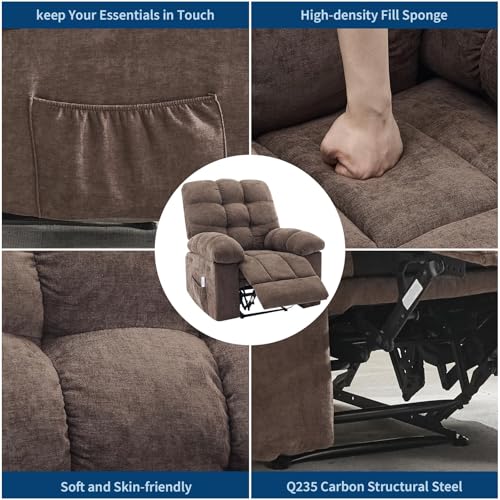 Image of Oversized Massage Recliner Chair for Adults, Extra Wide Manual Recliner with Massage & Heating, Overstuffed Upholstered Sofa Chair for Living Room & Bedroom (Dark Brown)