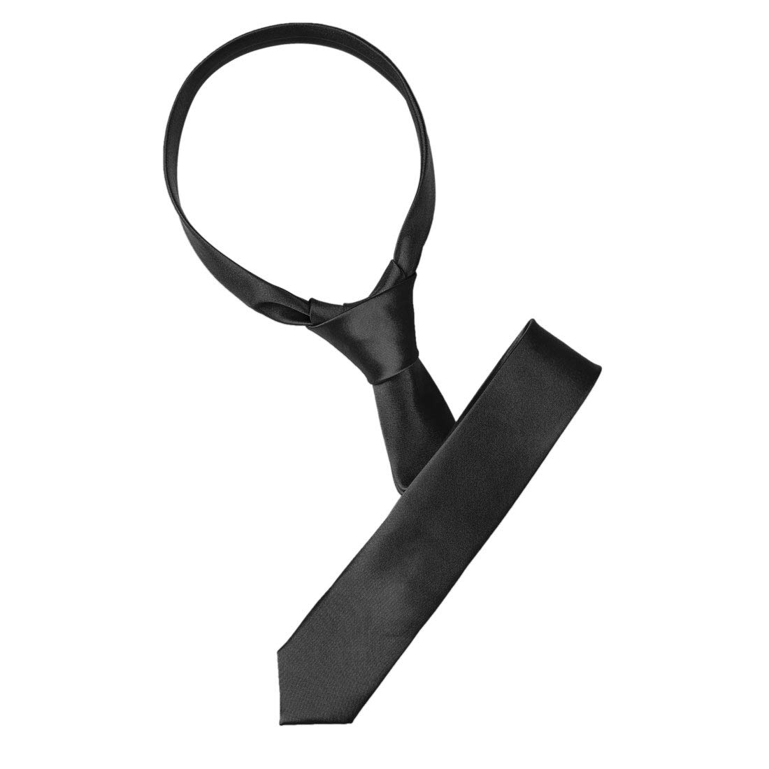 sourcing map Men's Classic Self-tied Solid Color Neckties Skinny Wedding Party Work Neck Tie Black-Pure Medium
