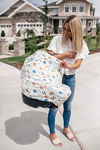 Image of Copper Pearl Nursing Cover for Breastfeeding - Multi-Use Baby Car Seat Canopy, Stroller Shade & Breast Feeding Wrap for Women, Stretchy Breathable Carseat Shawl for Boy or Girl, Varsity