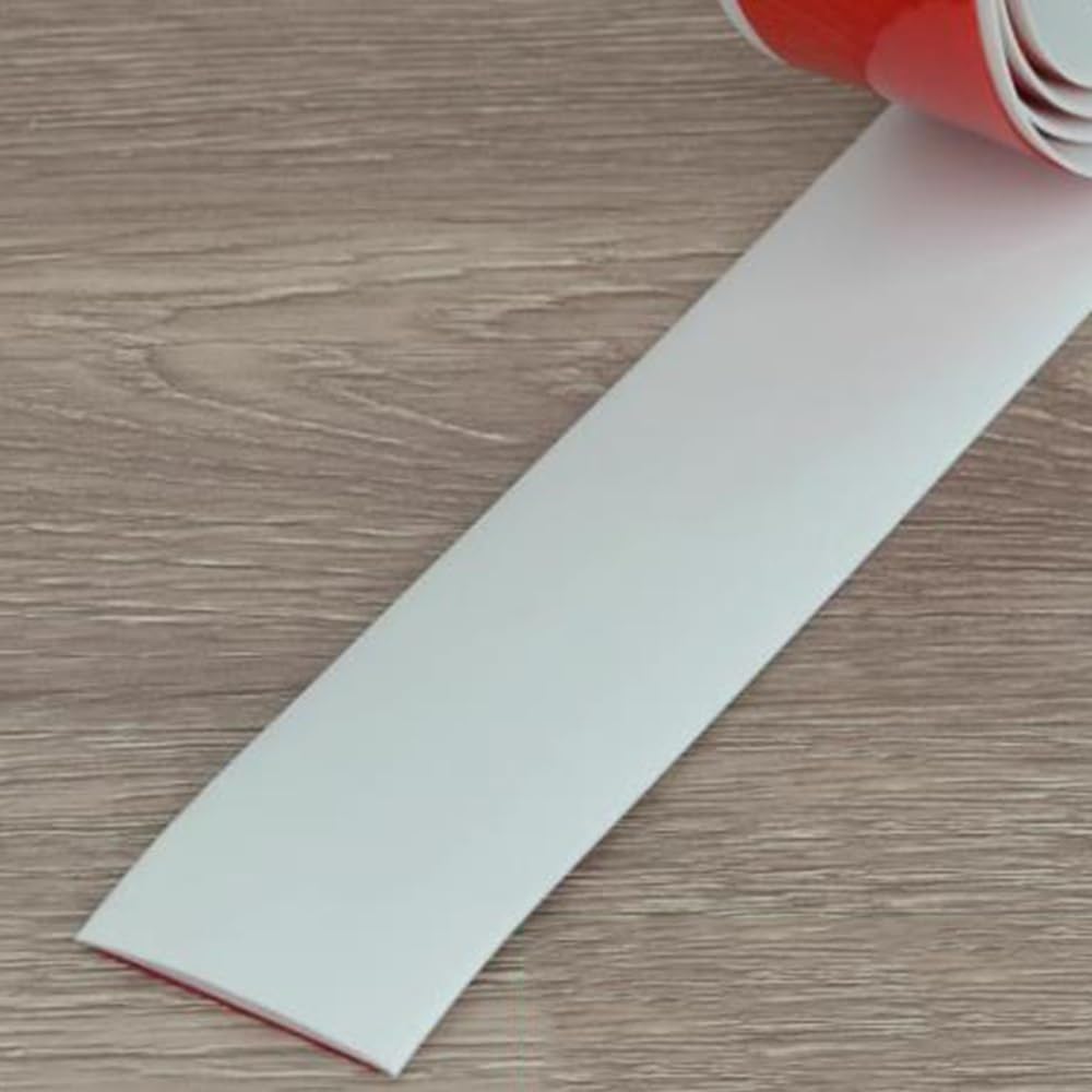 Psmpengamz White Floor Transition Strip 2In, Flexible Threshold Strip Self Adhesive, Vinyl Mute Transition Strips Gap Covering, Floor Edging Flat Trim Strips(,3M)